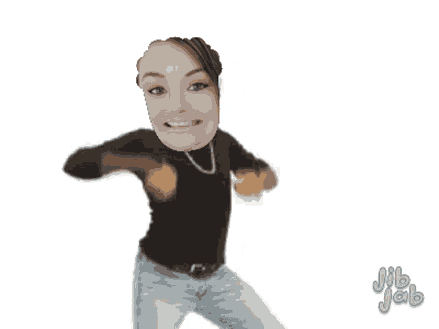 a picture of a woman with a jib jab watermark