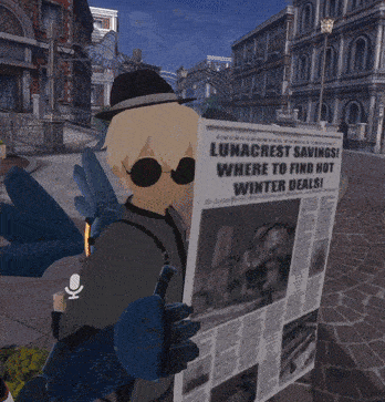 a cartoon character is reading a newspaper titled lunacrest savings where to find hot winter deals