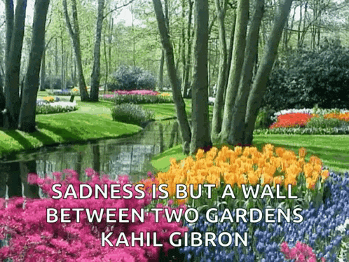 sadness is but a wall between two gardens by kahlil gibron