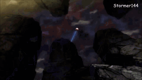 a blue light is being projected on a wall and the name stormer144 is on the bottom right