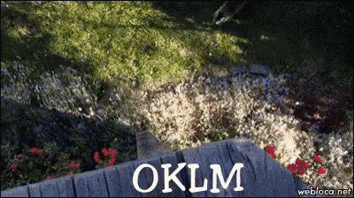 the word oklm is written in white on a green background