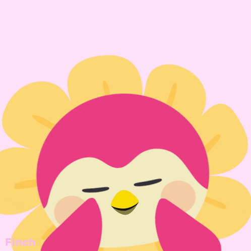 a pink and yellow bird with the words i 'm cute