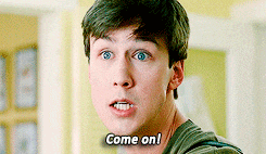 a man with a surprised look on his face says come on .