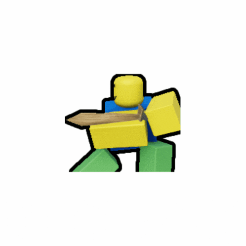 a roblox character holding a wooden sword