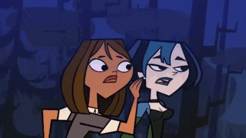 two cartoon characters are standing next to each other and one has a fist in her hand
