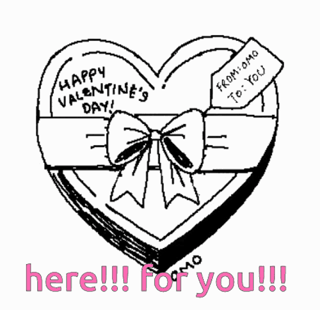 a black and white drawing of a heart shaped box with a group of children inside of it .