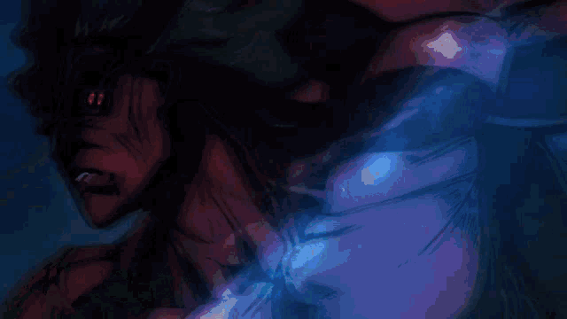 a blue light is coming out of a black object
