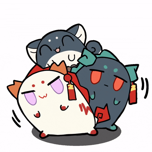 a cartoon drawing of a cat holding a fire extinguisher next to two other cartoon characters