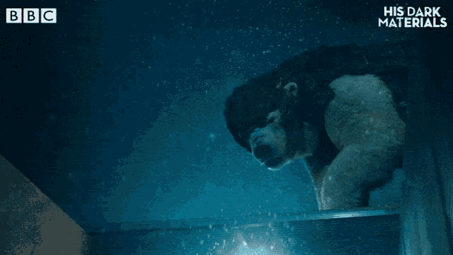 an advertisement for his dark materials with a polar bear