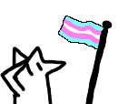 a stick figure is holding a transgender flag in front of a star .