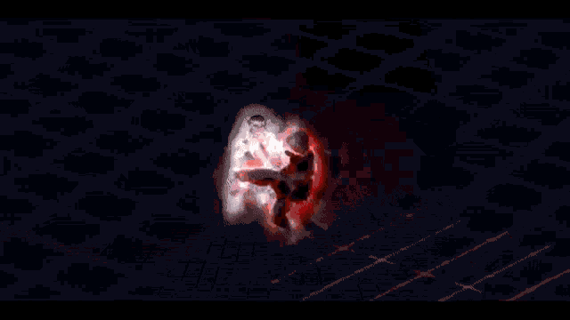 a computer generated image of a red background with a grid of squares