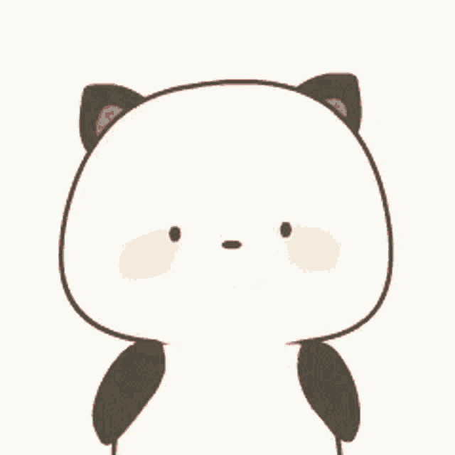 a panda bear with a heart on its head is smiling .