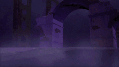 a purple background with a hand reaching out in the dark