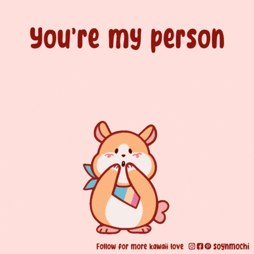 a cartoon of a hamster surrounded by hearts with the words you 're my person