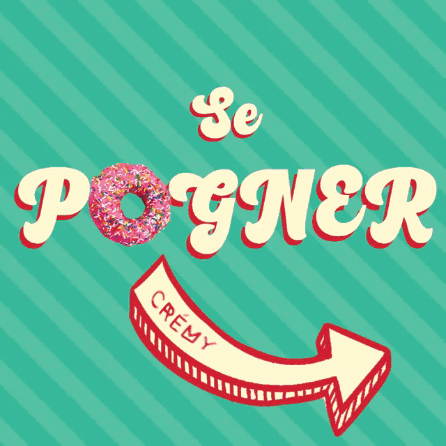 a pink donut with sprinkles and the word l ' beigne below it