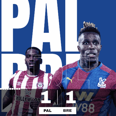 two soccer players standing next to each other on a blue background with the words pal bre on the bottom