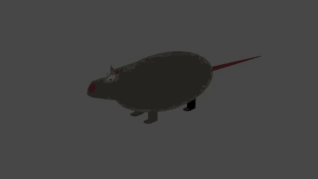 a cartoon rat with a red tail and a white nose