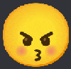 a pixel art of an angry smiley face with the number 3 on it 's mouth