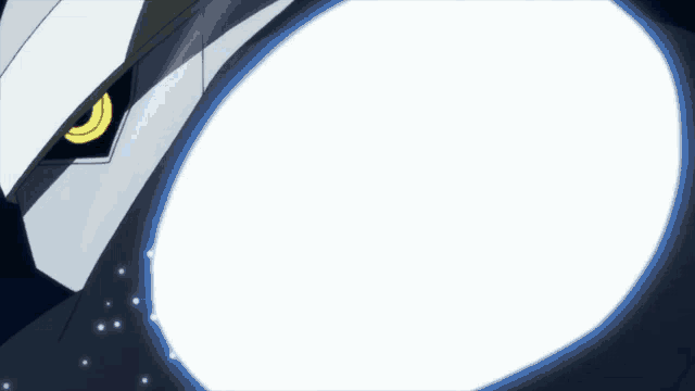 a white circle with a blue border is surrounded by a black background