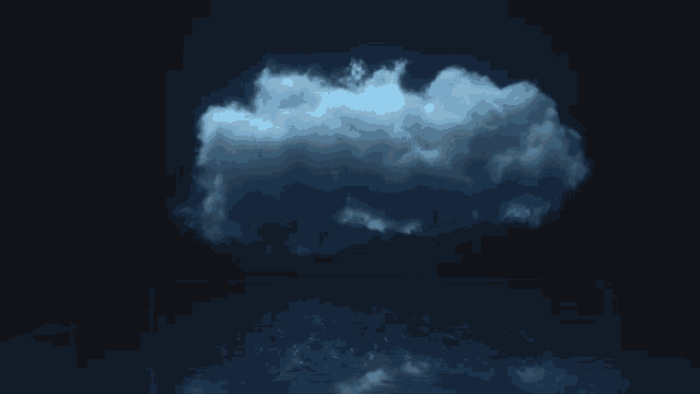 a cloud in the dark with a reflection of the cloud