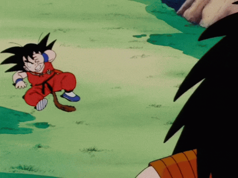 a cartoon of a boy in red pants with a tail