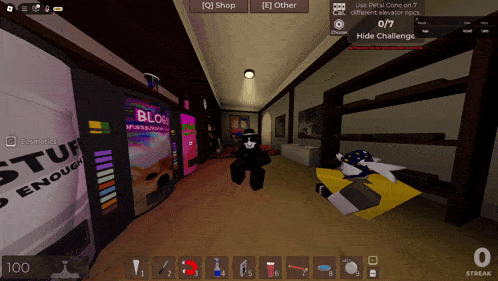 a screenshot of a video game with a hide challenge