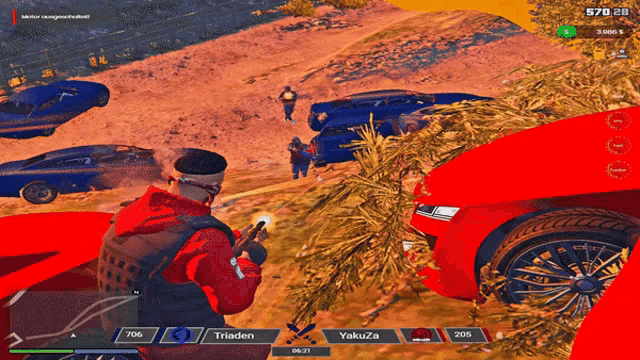 a screenshot of a video game with triaden and yakuza teams