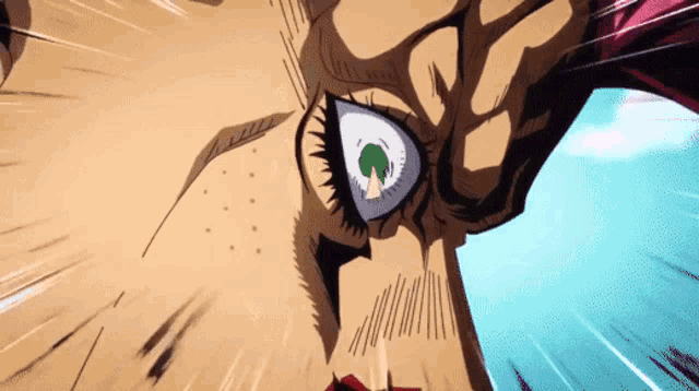 a close up of a person 's eye with a green pupil
