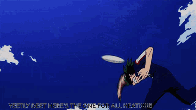 a picture of a person with the words yeetly deet here 's the one for all heat on the bottom