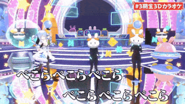 a cartoon character is standing on a stage with the number 3 on it