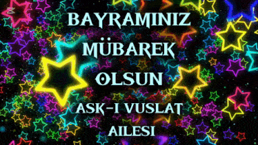 a greeting card that says bayraminiz mubarek olsun ask-i vuslat ailesi