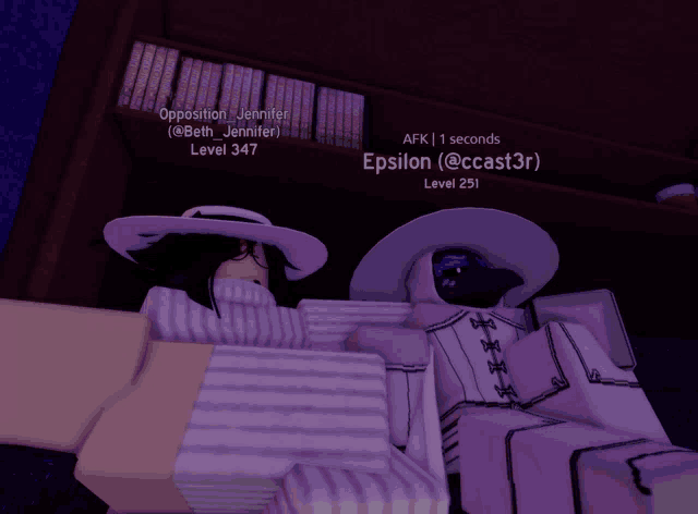 a screenshot of a video game shows opposition jennifer and epsilon sitting on a couch