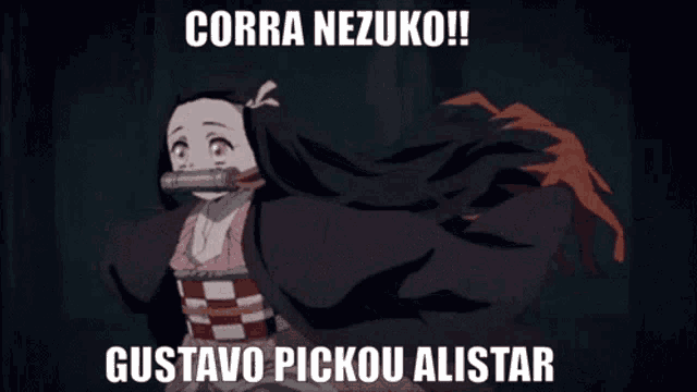 a picture of a girl from demon slayer with a caption that says corra nezuko !