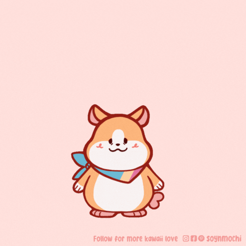 a cartoon drawing of a dog with the words follow for more kawaii love on the bottom