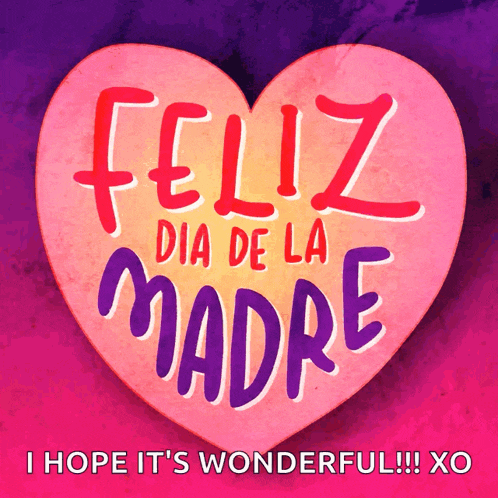 a pink heart that says feliz dia de la madre on it