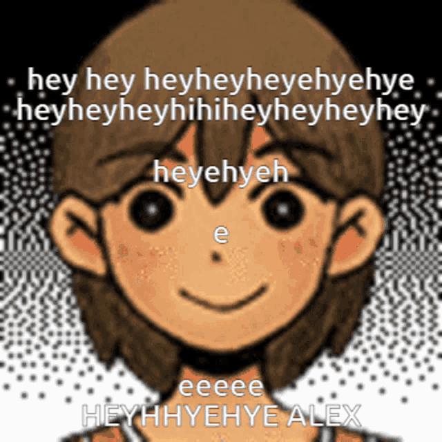 a cartoon character with the words hey hey hey hey hey hey hey hey hey hey hey