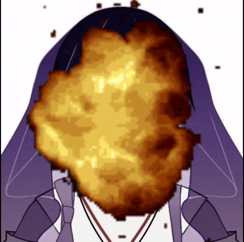 a pixel art of a person with a large explosion coming out of their face