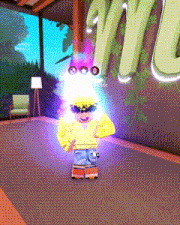 a person in a yellow sweater is standing in front of a sign that says ' welcome '