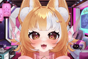 a close up of a fox girl with a star on her hair