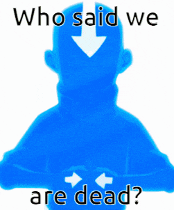 a picture of a blue avatar with the words who said we are dead
