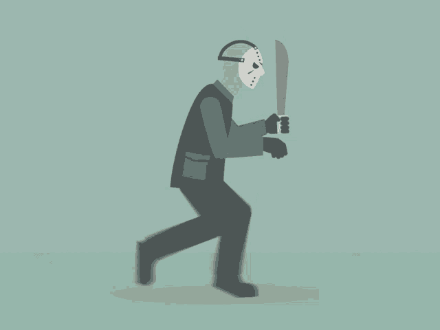 a man wearing a mask is holding a knife