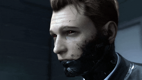 a close up of a man 's face with a black mask on
