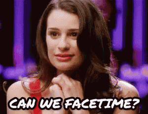 a woman in a red dress is asking if we can facetime