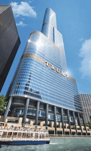 a very tall building with the word trump written on it