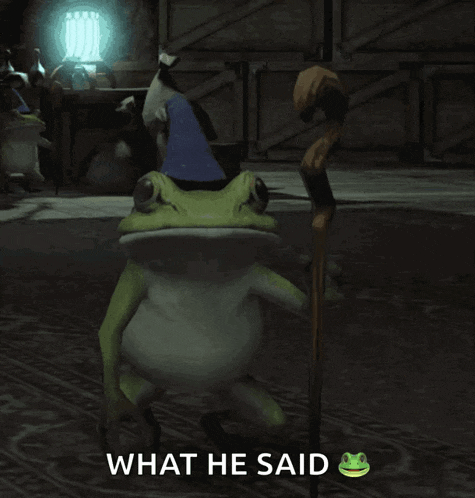 a frog with a cane and the words what he said