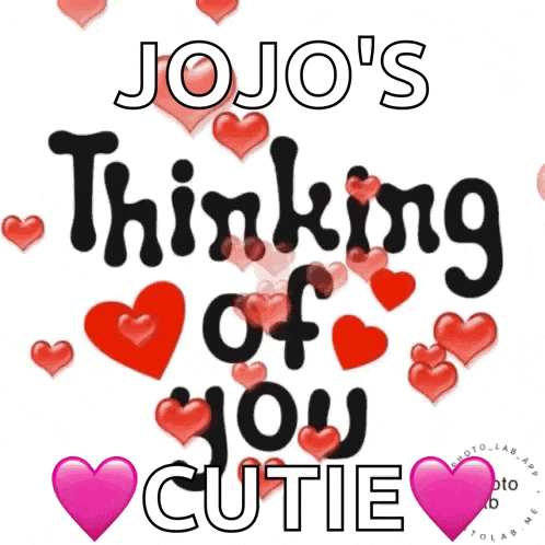 a jojo 's thinking of you cutie greeting card with hearts