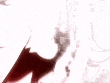 it looks like a drawing of a person 's face with a red light coming out of it .
