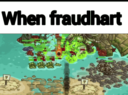 a screenshot of a video game with the words " when fraudhart " on top