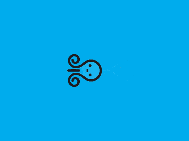 a blue octopus with bubbles coming out of it 's mouth