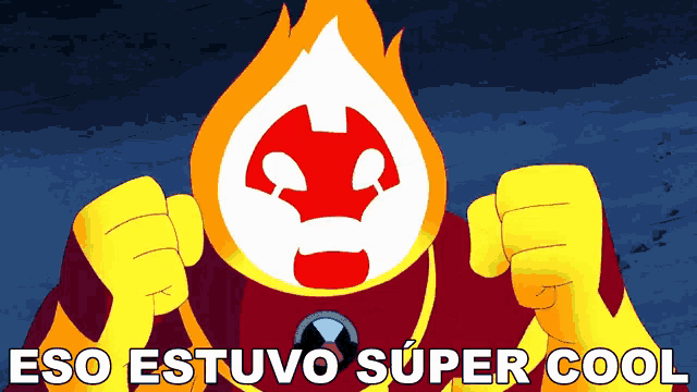 a cartoon character with the words eso estuvo super cool written below him
